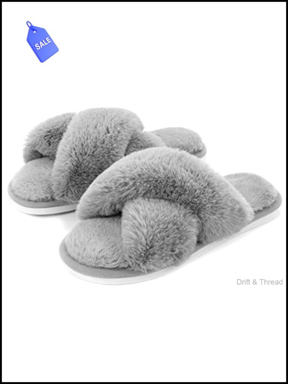 Women's Fuzzy Cross Band Open Toe Slippers Memory Foam Faux Fur Lined Indoor